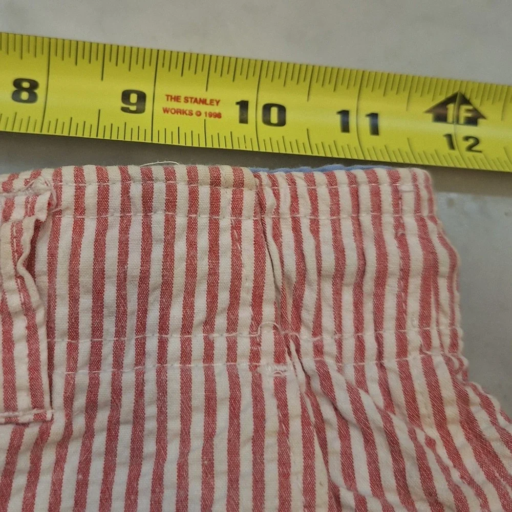 Southern Marsh Swim Trunks Youth Small Red Seersucker Stripe Board Shorts Preppy